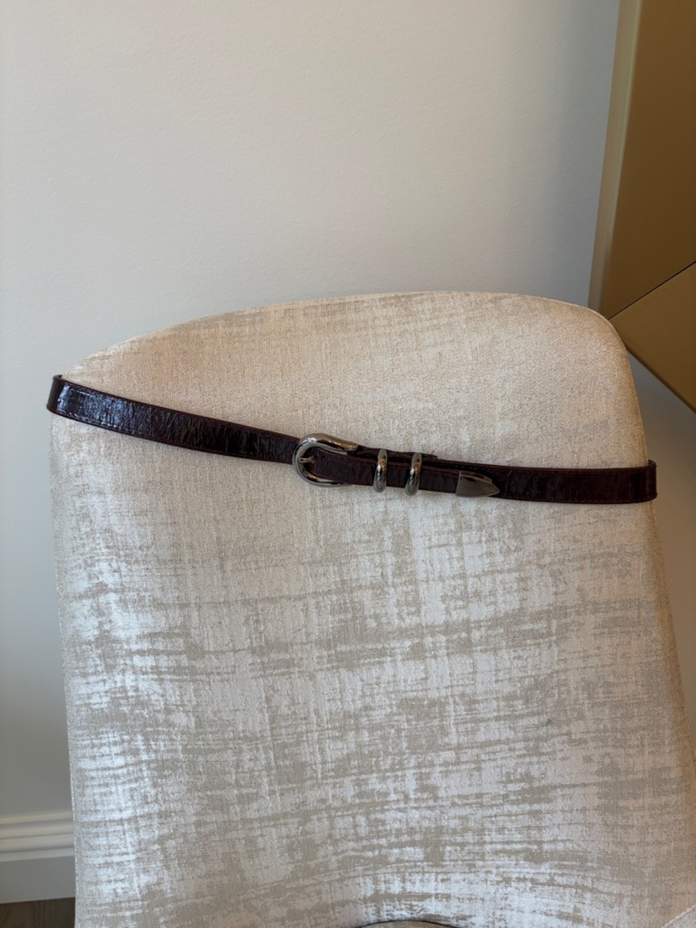 Classic Women’s Dark purple Leather Belt with Silver Buckle